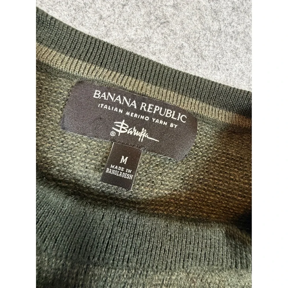 Banana Republic Sweater Mens Medium Green Excellent Merino Birdseye Pullover